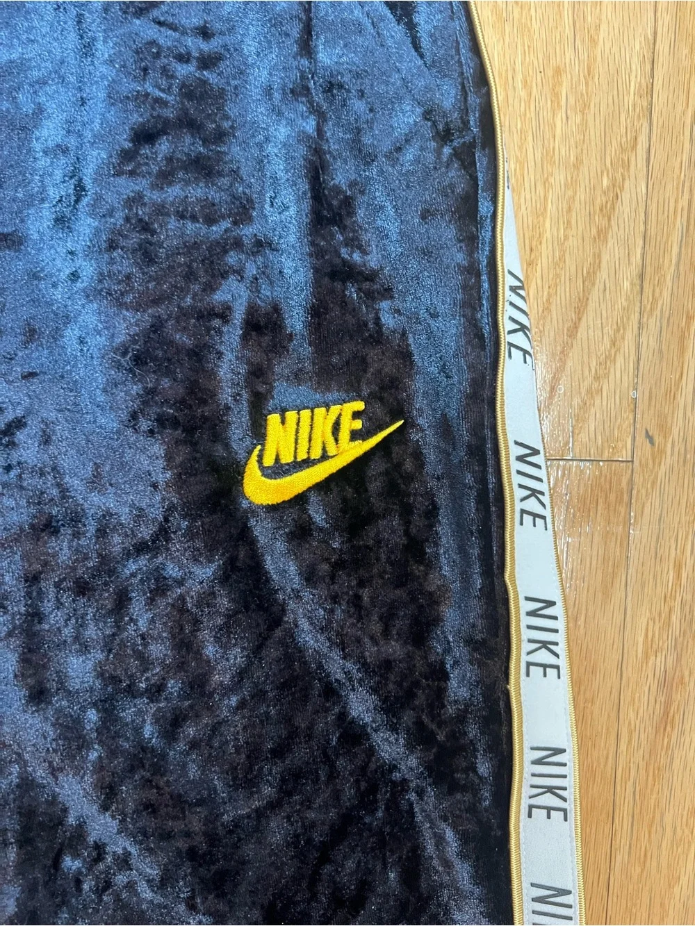 Nike Girls Blue Crushed Velour 2pc Tracksuit Set